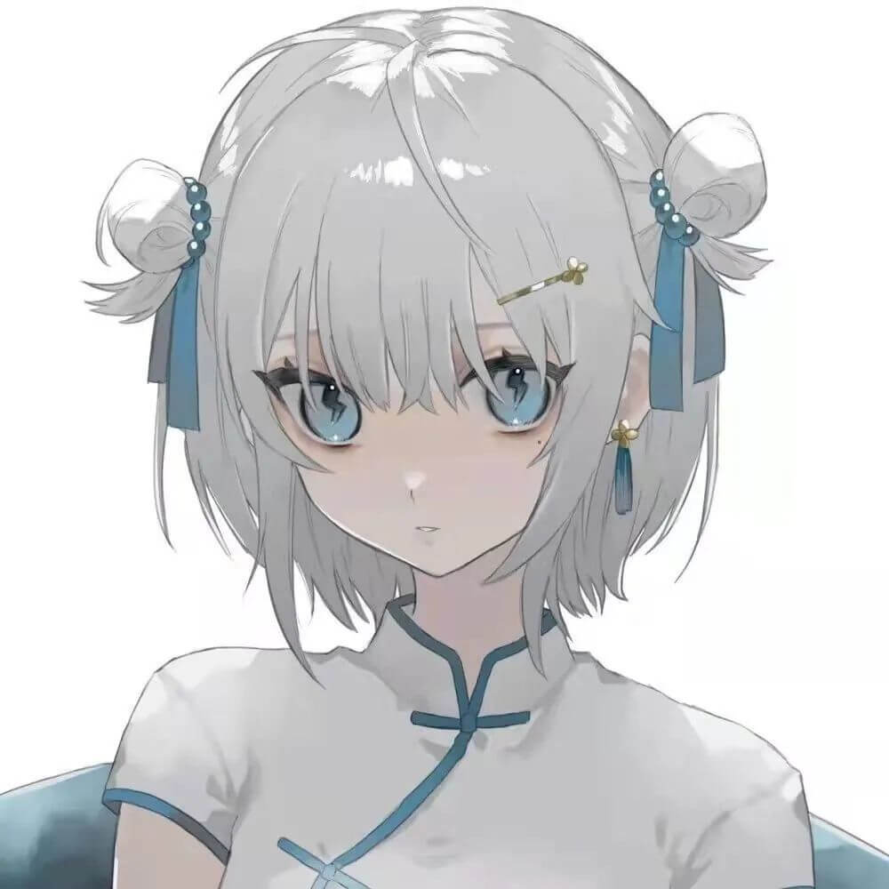 二次元女生头像，渝ins清冷漫女蓝色系