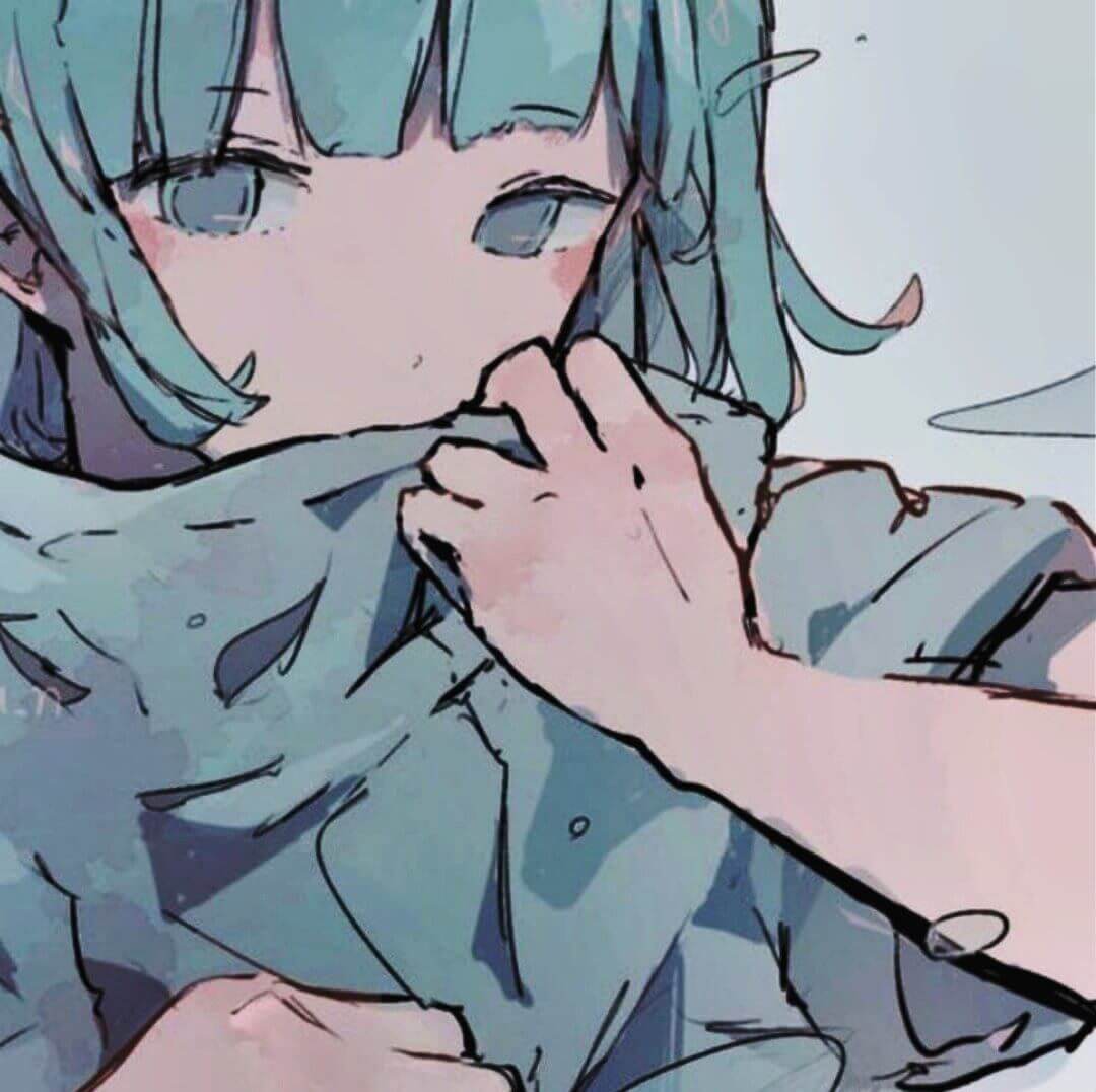 二次元女生头像，渝ins清冷漫女蓝色系