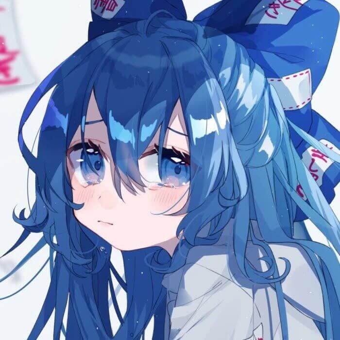 二次元女生头像，渝ins清冷漫女蓝色系