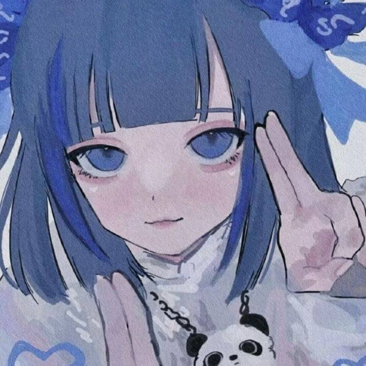 二次元女生头像，渝ins清冷漫女蓝色系