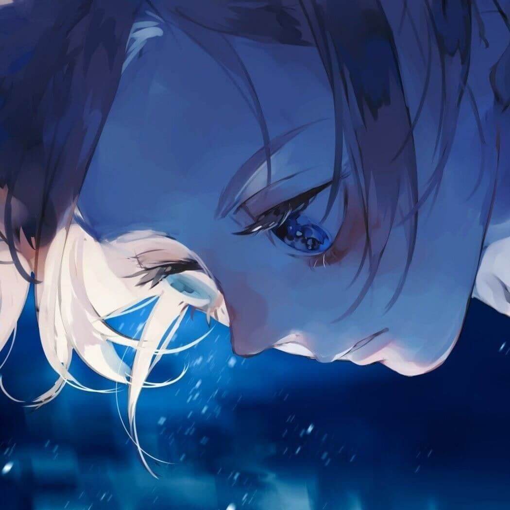 二次元女生头像，渝ins清冷漫女蓝色系