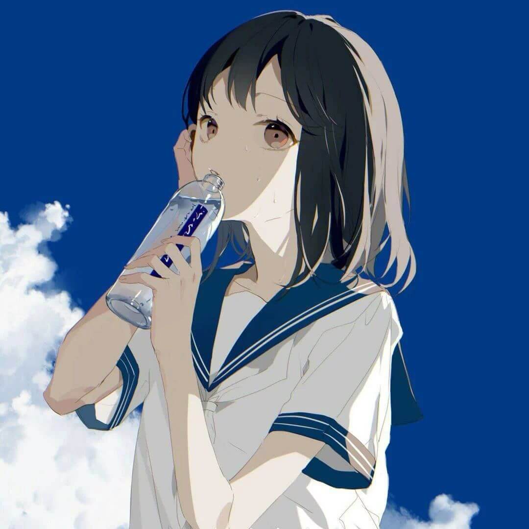 二次元女生头像，渝ins清冷漫女蓝色系