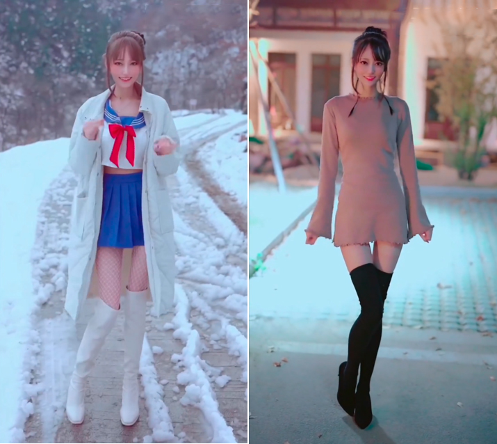 抖音网红小狐仙安冉作品视频 一双大长腿引人眼球