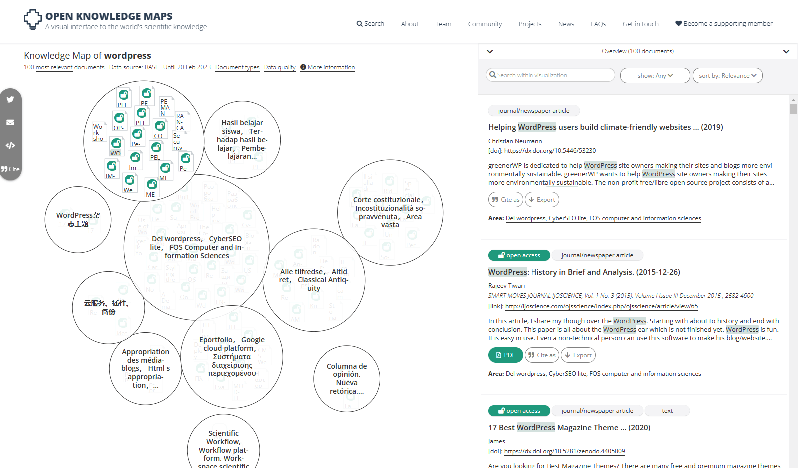 文献搜索工具Open knowledge Maps