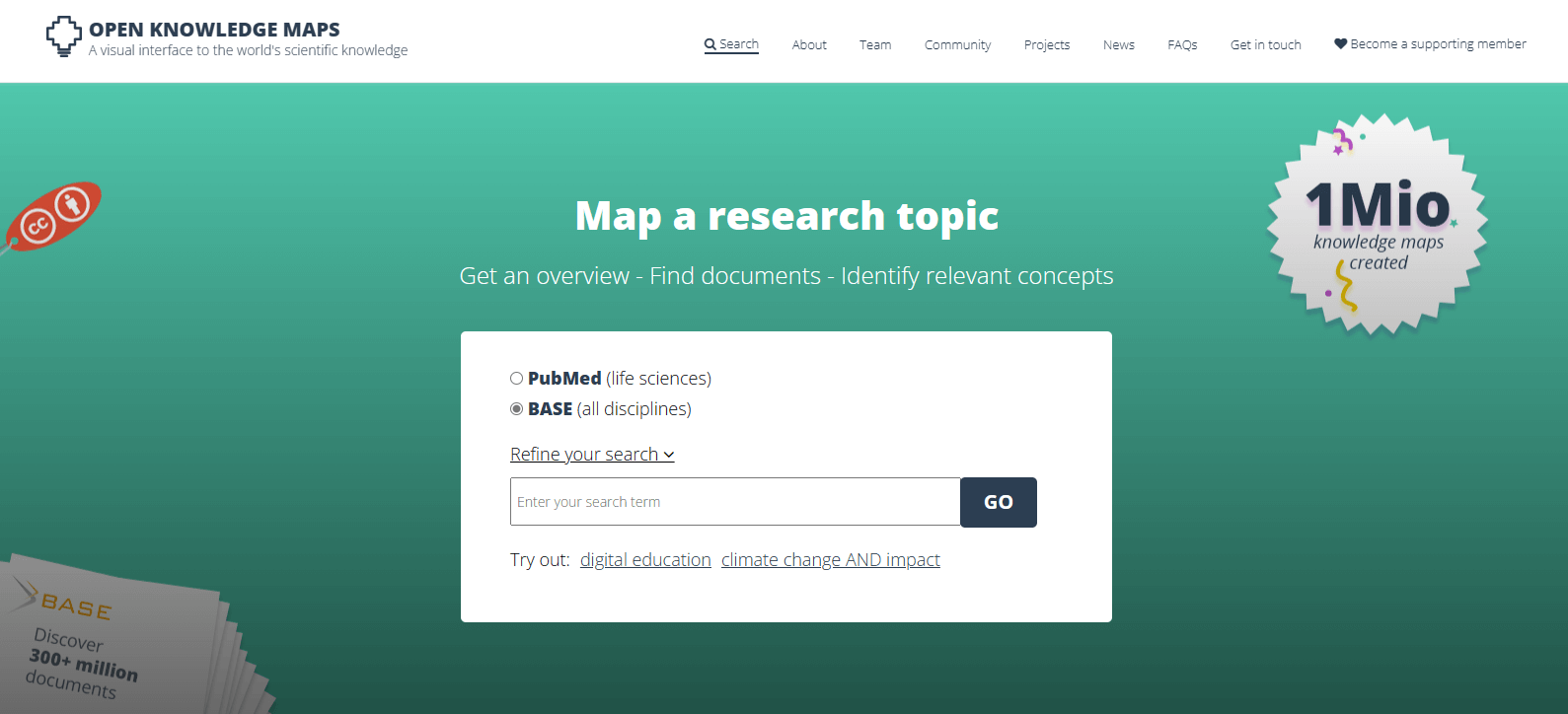 文献搜索工具Open knowledge Maps