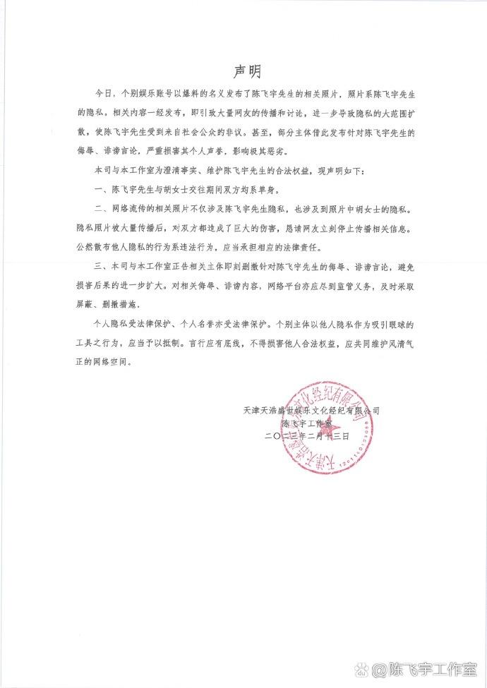 【吃瓜群众】陈飞宇与女网红是亦琳吖的瓜