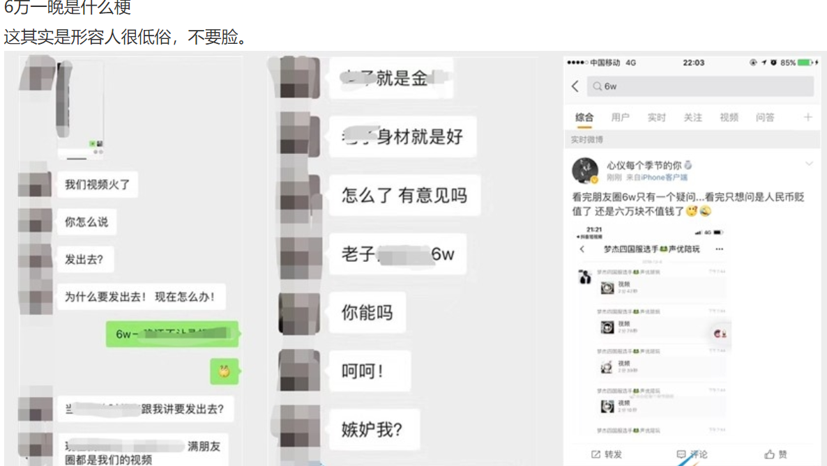 抖音网红6万一晚的6w姐是什么梗，6w一晚视频是真的吗