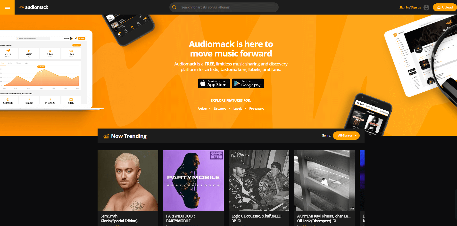 Audiomack-又一款免费音乐听歌神器，还有ASMR音频小说等