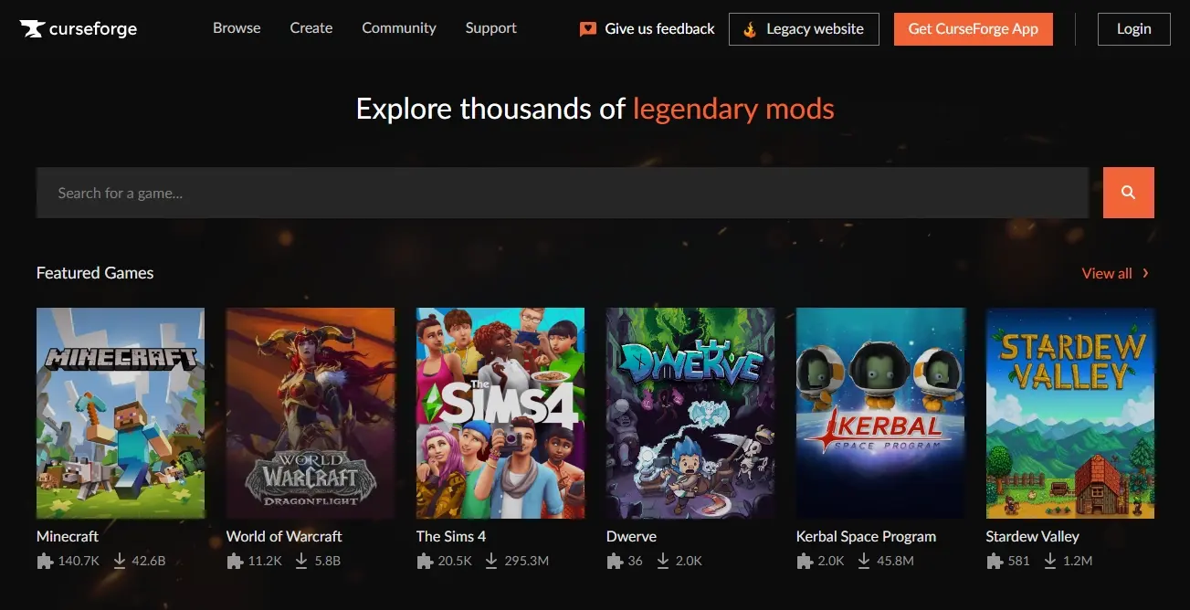 CurseForge - 全球最大的游戏MOD模组资源下载网站