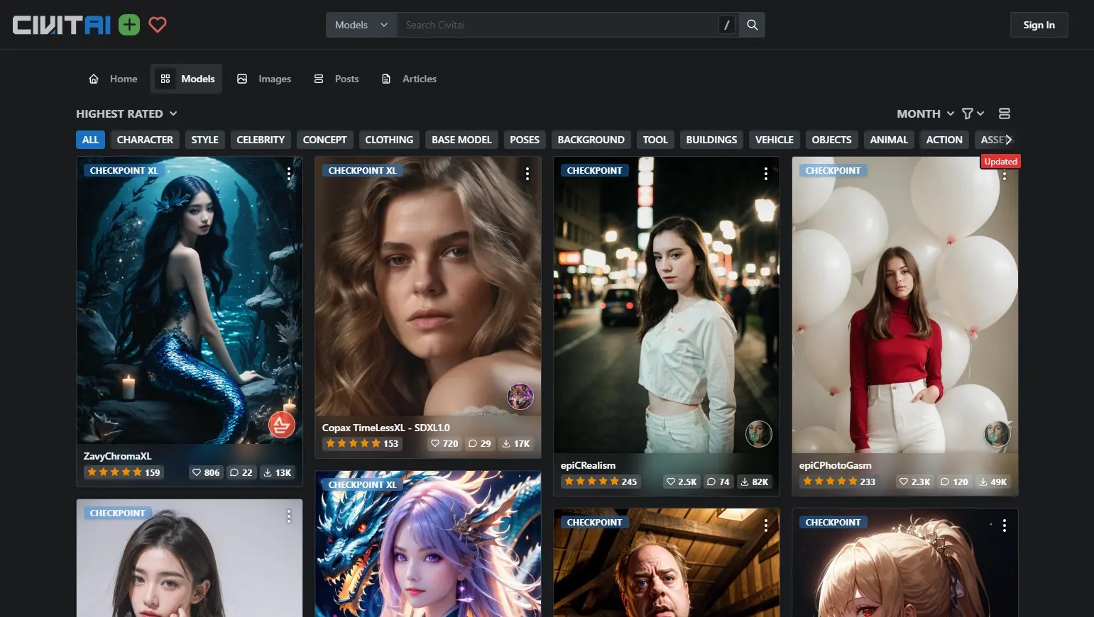 Civitai(C站)-AI绘画图片生成模型资源下载网站