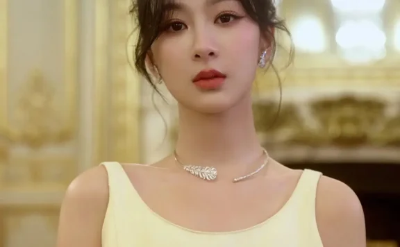 杨紫黄色吊带裙图片让人怦然心动，露背黄裙特别显身材