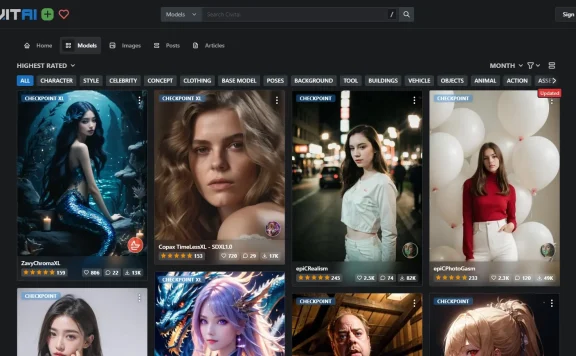 Civitai(C站)-AI绘画图片生成模型资源下载网站